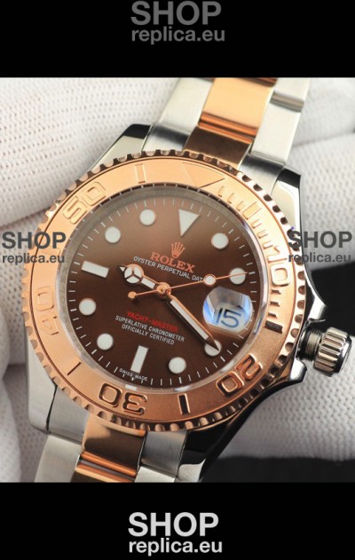 Rolex Yachtmaster Japanese Movement Watch in Two Tone Gold Casing - Light Brown dial 37MM