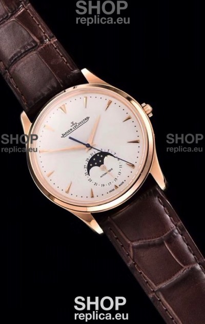 Jaeger LeCoultre Master Ultra Thin Moon Pink Gold 1:1 Mirror Replica Watch 