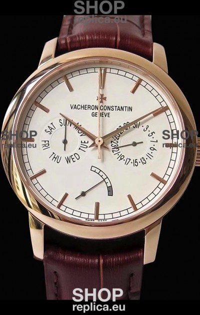 Vacheron Constantin Traditionnelle Day Date Pink Gold Swiss Replica Watch 