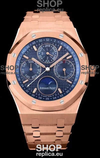 Audemars Piguet Royal Oak Perpetual Calendar Swiss Replica 904L Steel in Rose Gold Casing