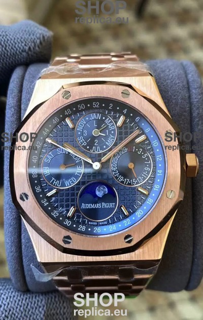 Audemars Piguet Royal Oak Perpetual Calendar Swiss Replica 904L Steel in Rose Gold Casing