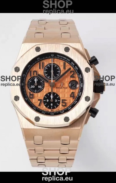 Audemars Piguet Royal Oak Offshore Champange Dial Chronograph 1:1 Mirror Replica Watch - Rose Gold 