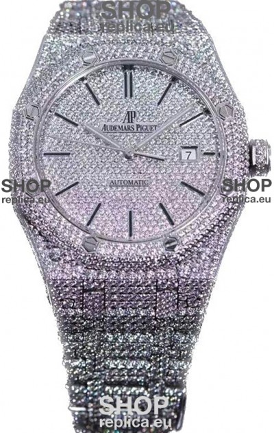 Audemars Piguet Royal Oak 15400 Iced Out Stick Dial in Stainles Steel Casing Swiss Replica Watch