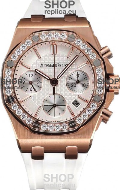 Audemars Piguet Royal Oak Offshore Rose Gold White Dial Chronograph 37MM - Swiss Replica Watch 