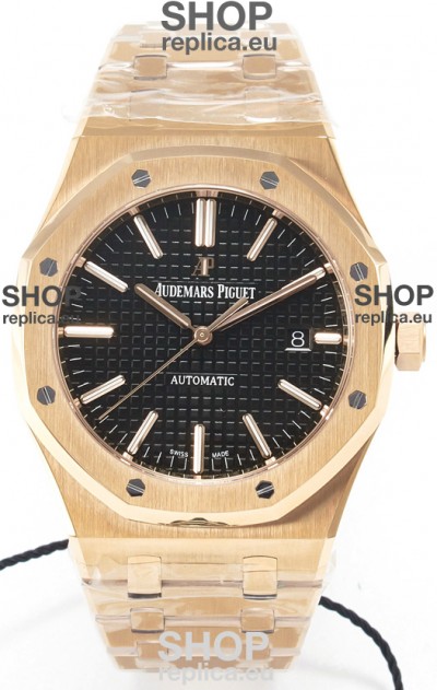 Audemars Piguet Royal Oak 15400 41MM Rose Gold Black Dial Super Clone Replica Watch 