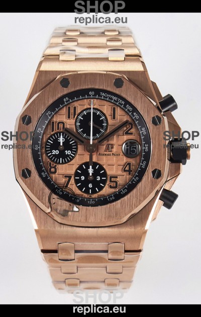 Audemars Piguet Royal Oak Offshore Rose Gold BRICK Dial 1:1 Super Clone Replica Watch - 904L Steel