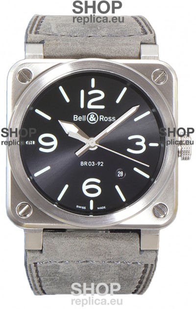 Bell and Ross BR03-92 Grey Dial 904L Steel Swiss Replica Watch 