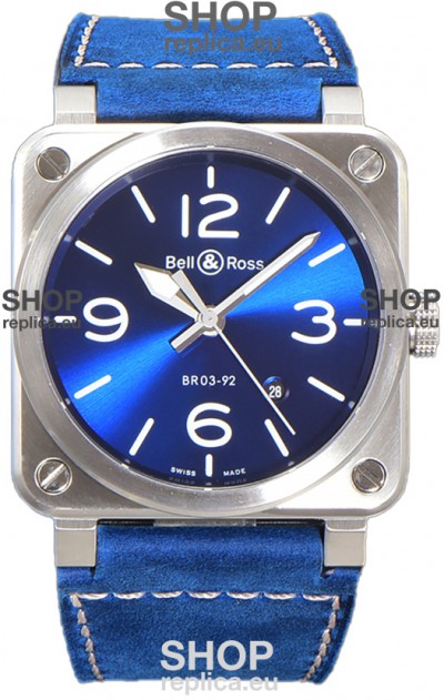 Bell and Ross BR03-A Blue Dial 904L Steel Swiss Replica Watch 