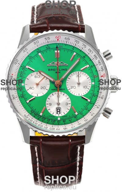 Breitling Navitimer B01 Chronograph 43 Green Dial - 904L Steel Casing 1:1 Mirror Swiss Replica