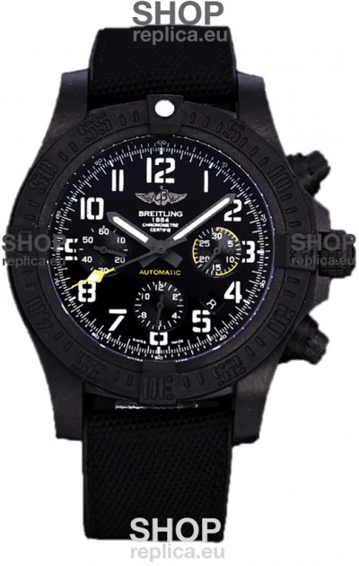 Breitling Avenger Hurricane Chronograph Black Dial Nylon Strap - DLC Coating Swiss Replica Watch