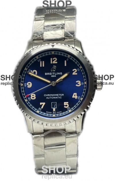 Breitling Navitimer Aviator 8 Automatic 41 Blue Dial Steel Strap 1:1 Mirror Swiss Replica Watch 