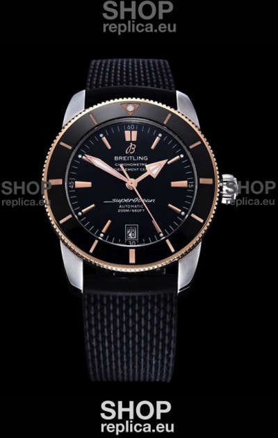 Breitling SuperOcean Heritage II 44MM Black Dial Two Tone 904L Rubber Strap 1:1 Mirror Replica