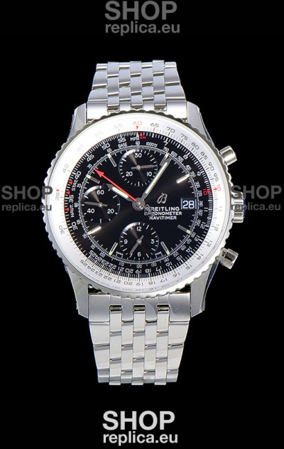 Breitling Navitimer 1 Chronograph 41MM Swiss Watch Black Dial in 904L Steel - Steel Strap