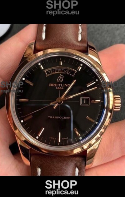 Breitling Transocean Day & Date Swiss Replica Watch in Black Dial 1:1 Mirror Edition