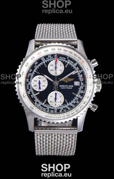 Breitling Navitimer Chronograph 41MM Swiss Replica Watch in 904L Steel Casing - Mesh Steel Strap