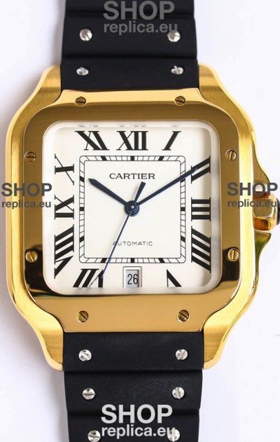 Santos De Cartier Yellow Gold Casing 1:1 Mirror Swiss Replica Watch 40MM
