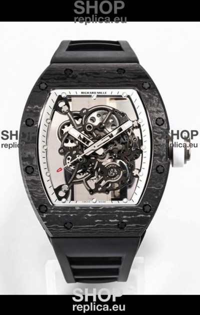 Richard Mille RM055 Black Carbon Casing 1:1 Mirror Replica Watch in Black Strap