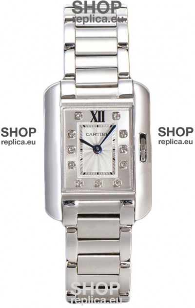Cartier Tank Anglaise Steel Casing in Steel Strap Swiss Quartz Watch 30MM