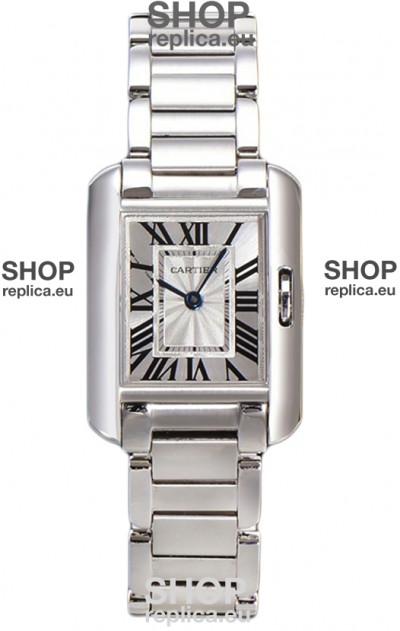 Cartier Tank Anglaise Steel Casing in Steel Strap Swiss Quartz Watch 30MM