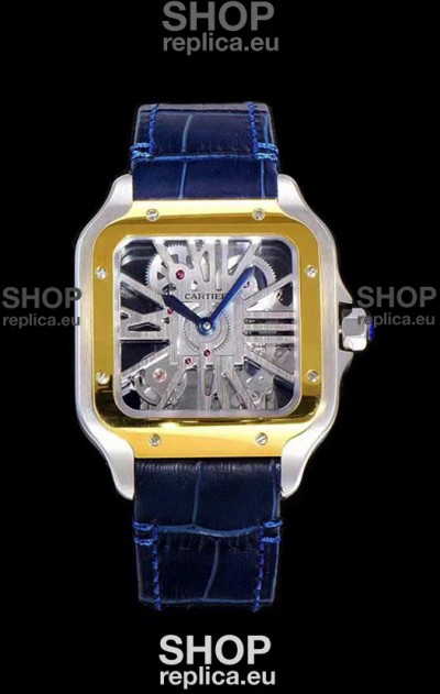 Cartier Santos DUMONT Skeleton Watch in Two Tone Bezel Swiss Replica Watch