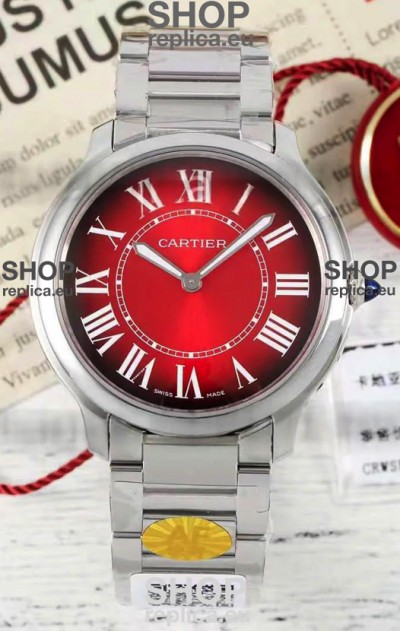 Cartier Ronde Must 36MM Swiss Quartz Red Dial 1:1 Mirror Swiss Replica Watch 