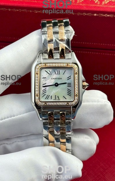 PANTHERE de Cartier Edition 27mm Pearl Dial 1:1 Mirror Swiss Watch Two Tone Rose Gold Casing