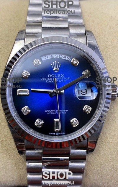 Rolex Day Date Presidential 904L Steel 36MM - Blue Dial 1:1 Mirror Quality Watch