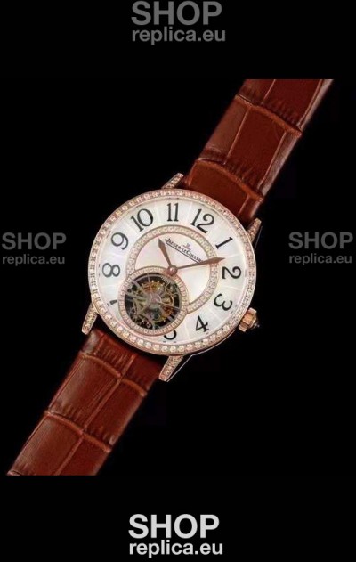 Jaeger LeCoultre RENDEZ-VOUZ Tourbillon 1:1 Mirror Quality Swiss Replica Watch in Rose Gold Casing