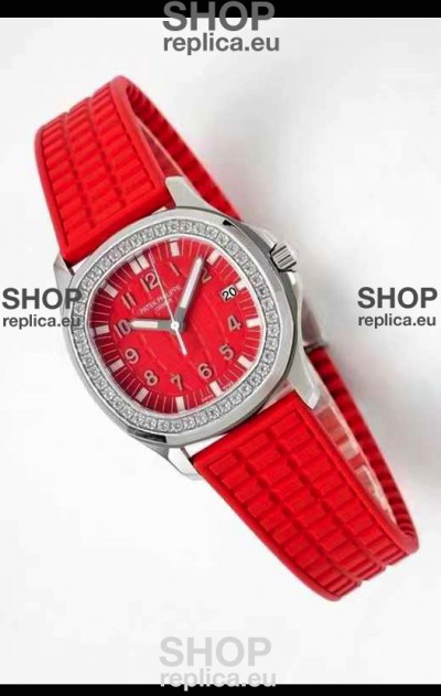 Patek Philippe Aquanaut LUCE 5072A-001 Quartz Swiss Replica Watch in Red Dial - 35MM
