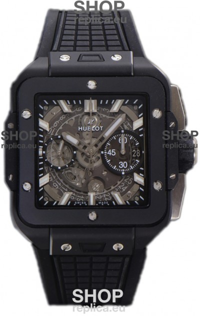 Hublot Square Bang Unico Black Ceramic Casing Chronograph Watch 1:1 Mirror Replica