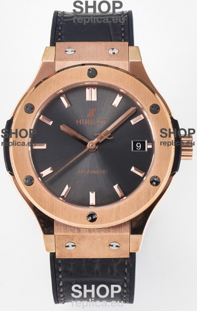 Hublot Super Clone Classic Fusion Rose Gold 38MM 1:1 Mirror Replica Watch Grey Dial