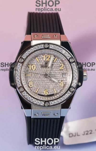 Hublot Big Bang One Click Mossanites Paved Dial Swiss Replica Watch