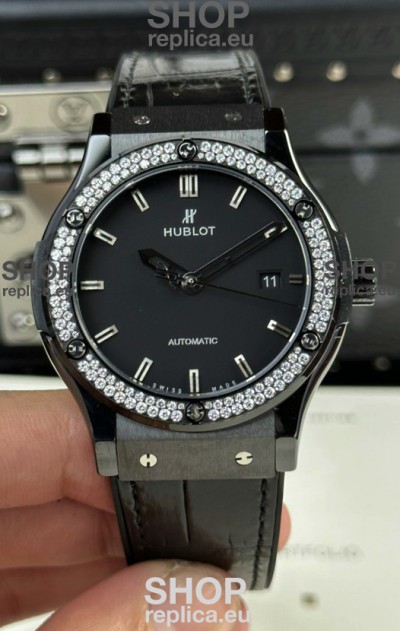 Hublot Classic Fusion Ceramic Swarovski Crystals Bezel 42MM Swiss Replica Watch