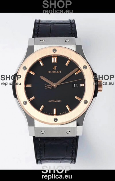 Hublot Classic Fusion Two Tone Black Dial 42MM Swiss Replica Watch 1:1 Mirror Quality