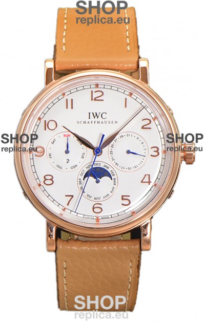 IWC Portofino Perpetual Calendar IW3446 Rose Gold White Dial Swiss Replica Watch 