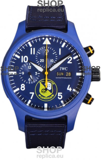 IWC Pilot's Chronograph Blue Angels Ceramic IW389109 1:1 Mirror Replica in Blue Dial