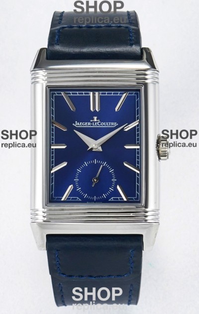 Jaeger-LeCoultre Reverso Super Clone DuoFace Blue/White Steel Replica Watch 