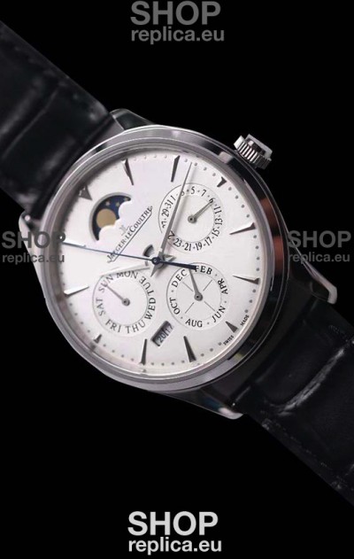 Jaeger LeCoultre Master Ultra Thin Perpetual Swiss Replica Watch in White Dial 
