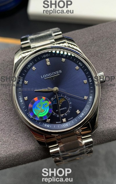Longines Master Collection Automatic Moonphase Blue Dial Swiss Replica Watch Steel Strap