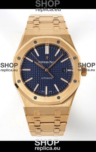 Audemars Piguet Royal Oak 15400 41MM Blue Dial 904L Rose Gold CALIBRE 3120 Movement 1:1 Mirror Replica