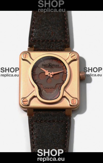 Bell & Ross BR0192 Skull Edition Bronze Casing GREY Skull on Brown Layer Swiss Replica Watch 