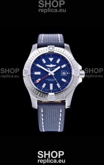 Breitling Avenger 43 Automatic Blue Dial Military Strap 1:1 Mirror Swiss Replica Watch 