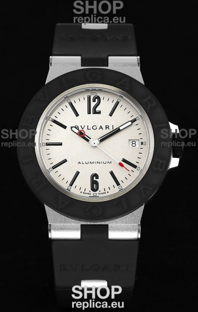 Bvlgari Aluminum 1:1 Mirror Swisss Replica Watch in White Dial 