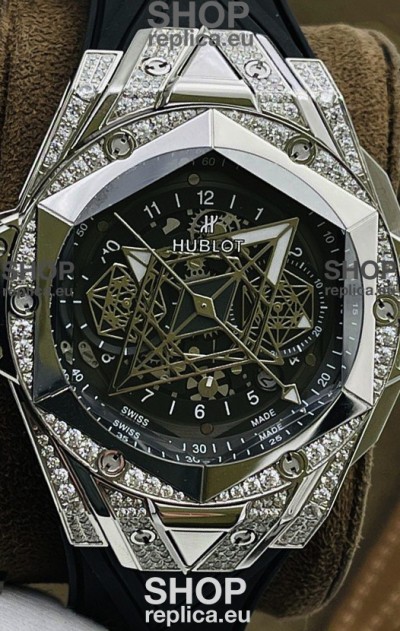 Hublot Big Bang UNICO Sang Bleu II Stainless Steel Diamonds 1:1 Mirror Quality Swiss Replica Watch 
