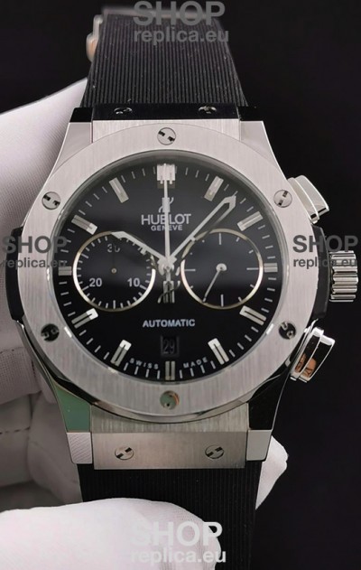Hublot Classic Fusion Chronograph Stainless Steel Casing Black Dial 1:1 Mirror Replica Watch 