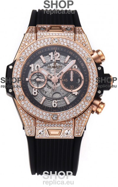 Hublot Big Bang Unico Rose Gold Diamonds Casing 1:1 Mirror Edition Swiss Replica Watch