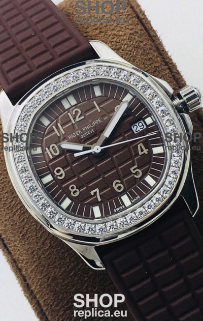 Patek Philippe Aquanaut 5067A Swiss Replica Brown Dial in Stainless Steel Diamonds Bezel 35MM