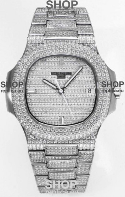 Patek Philippe Nautilus 5711/A Swiss Replica Watch 1:1 Mirror Replica in 904L Steel Diamonds Casing