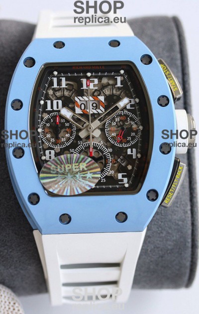 Richard Mille RM011 Blue Ceramic Casin White Rubber Strap 1:1 Mirror Swiss Replica Watch 
