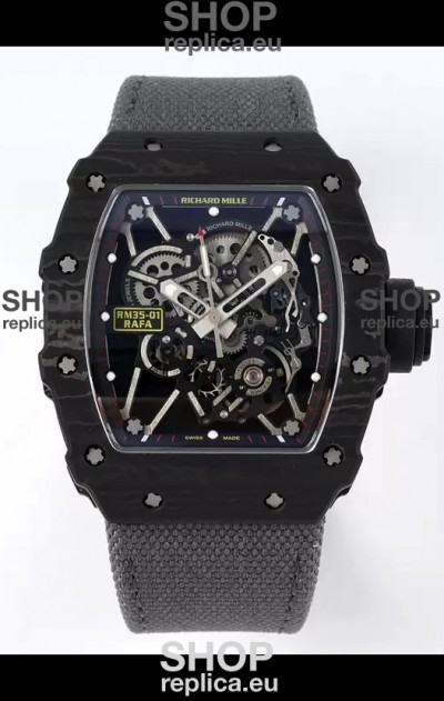 Richard Mille RM35-01 Rafael Nadal Carbon Fiber Casing with Genuine Tourbillon Super Clone Watch 